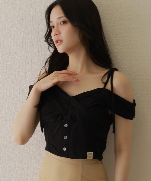 M DOLLY(エムドリー)の「*M DOLLY original* cross&luna patch blouse/クロス&ルナパッチブラウス(シャツ/ブラウス・レディース・ブラック/ホワイト/ピンク・FREE)」の2枚目の写真