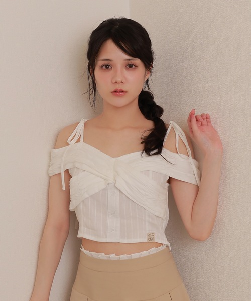M DOLLY(エムドリー)の「*M DOLLY original* cross&luna patch blouse/クロス&ルナパッチブラウス(シャツ/ブラウス・レディース・ブラック/ホワイト/ピンク・FREE)」の4枚目の写真