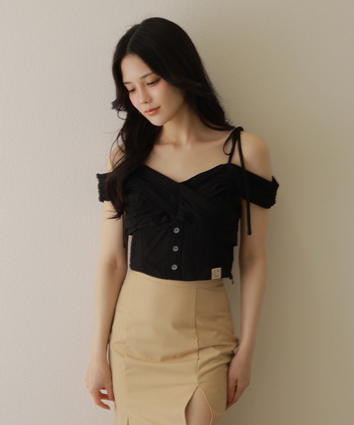 M DOLLY(エムドリー)の「*M DOLLY original* cross&luna patch blouse/クロス&ルナパッチブラウス(シャツ/ブラウス・レディース・ブラック/ホワイト/ピンク・FREE)」の8枚目の写真