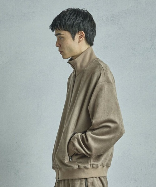 MEN'S BIGI（メンズビギ）の「【50th Anniv . 中田 慎介】 SUEDE LIKE/HOUND’S TOOTH TRACK JACKET（ブルゾン・メンズ・ブラウン/ベージュ・02/01/03）」の4枚目の写真