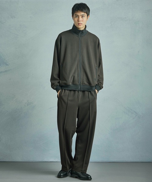 MEN'S BIGI（メンズビギ）の「【50th Anniv . 中田 慎介】 SUEDE LIKE/HOUND’S TOOTH TRACK JACKET（ブルゾン・メンズ・ブラウン/ベージュ・02/01/03）」の6枚目の写真