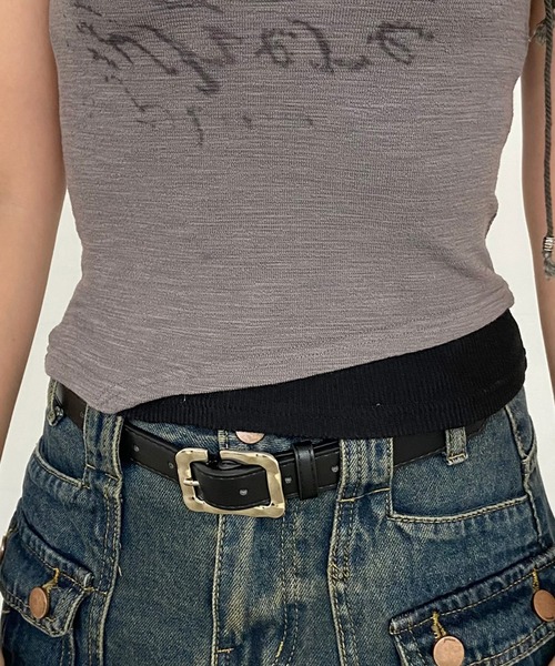 non-hedge（ノンヘッジ）の「アンサンブル風ロゴレースアップショート丈Tシャツ（Tシャツ/カットソー・レディース・チャコールグレー/オフホワイト/ブラック・FREE）」の12枚目の写真