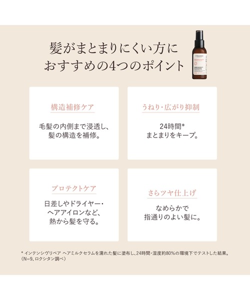 L'OCCITANE（ロクシタン）の「インテンシヴリペア ヘアミルクセラム 100mL 洗い流さないヘアトリートメント ポンプタイプ（ヘアオイル/ヘアミルク・レディース・その他・FREE）」の10枚目の写真