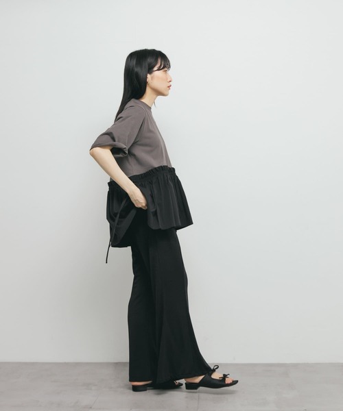 OPEN YY ユニークデザイン フレアパンツ 黒 LISA」フレアパンツ【自宅で試着、返品送料無料】（WEB限定価格 11/13