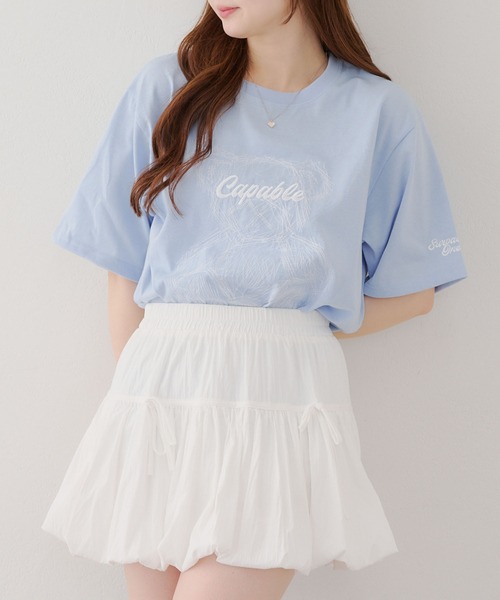 Another Branch olive des olive(アナザーブランチオリーブデオリーブ)の「刺繍クマBIGT(Tシャツ/カットソー・レディース・オフホワイト/ブルー/チャコールグレー・FREE)」の3枚目の写真