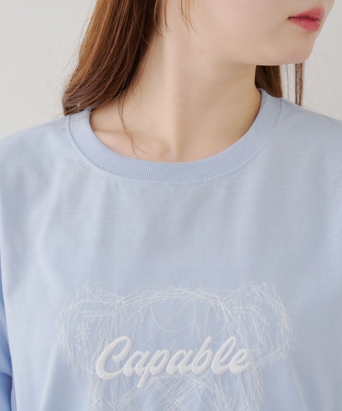 Another Branch olive des olive(アナザーブランチオリーブデオリーブ)の「刺繍クマBIGT(Tシャツ/カットソー・レディース・オフホワイト/ブルー/チャコールグレー・FREE)」の13枚目の写真
