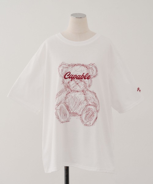 Another Branch olive des olive(アナザーブランチオリーブデオリーブ)の「刺繍クマBIGT(Tシャツ/カットソー・レディース・オフホワイト/ブルー/チャコールグレー・FREE)」の9枚目の写真