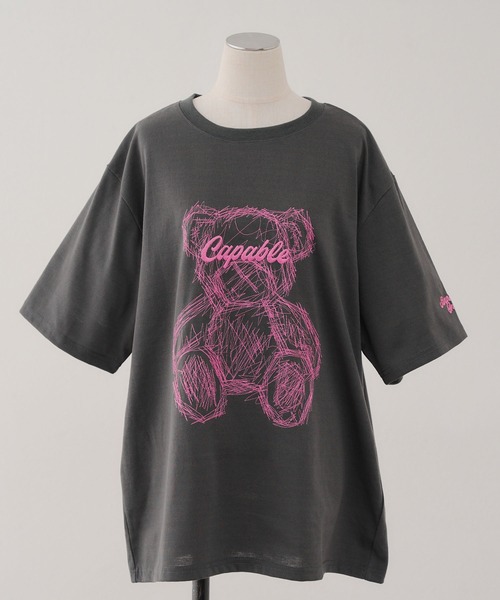 Another Branch olive des olive(アナザーブランチオリーブデオリーブ)の「刺繍クマBIGT(Tシャツ/カットソー・レディース・オフホワイト/ブルー/チャコールグレー・FREE)」の7枚目の写真