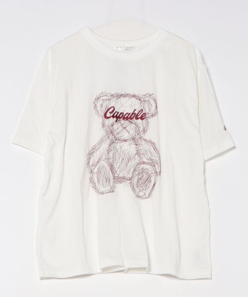 Another Branch olive des olive(アナザーブランチオリーブデオリーブ)の「刺繍クマBIGT(Tシャツ/カットソー・レディース・オフホワイト/ブルー/チャコールグレー・FREE)」の6枚目の写真