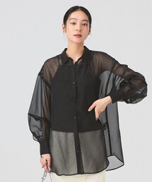 シアー ボリュームスリーブ シャツ