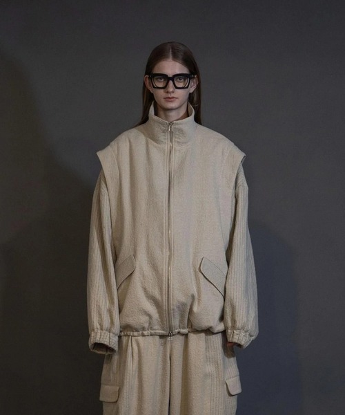 my beautiful landlet（マイビューティフルランドレット）の「【my beautiful landlet】BOILED COTTON WOOL（ブルゾン・メンズ・ブラック/ライトベージュ/ネイビー/マスタード・0/1）」の2枚目の写真