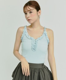 フリル付きブルーキャミソール Ambre Neige キャミソール frill ribbon camisole / カップ付き