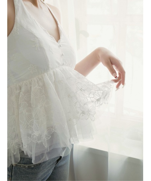 新品タグ付きダーリッチホルターぺプラムレーストップス ホルター