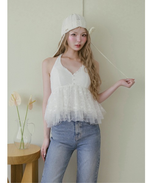 ホルターペプラムレーストップス（その他トップス）｜Darich