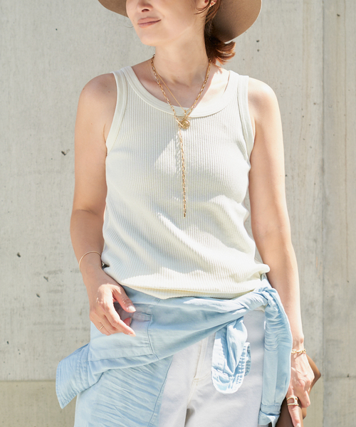 Deuxieme Classe（ドゥーズィエムクラス）の「【JOHNBULL/ジョンブル】TANKTOP（Tシャツ/カットソー・レディース・アイボリー/ブラウン・FREE）」の5枚目の写真