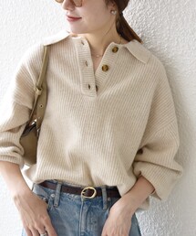 SHIPS any:〈手洗い可能〉AQUA カシミヤ ミックス ポロ ニット