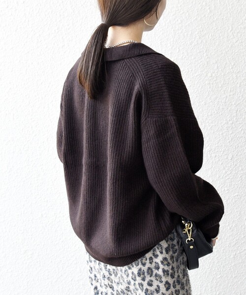 SHIPS any:〈手洗い可能〉AQUA カシミヤ ミックス ポロ ニット（ニット