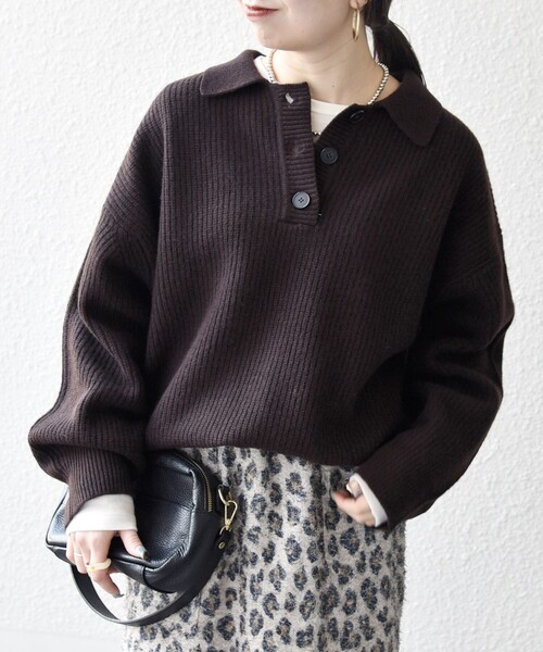 SHIPS any:〈手洗い可能〉AQUA カシミヤ ミックス ポロ ニット（ニット