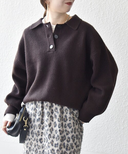 SHIPS any:〈手洗い可能〉AQUA カシミヤ ミックス ポロ ニット（ニット