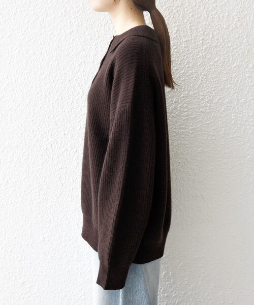 SHIPS any(シップス エニィ)の「SHIPS any:〈手洗い可能〉AQUA カシミヤ ミックス ポロ ニット(ニット/セーター・レディース・ナチュラル/ブラウン/イエロー・ONE SIZE)」の18枚目の写真