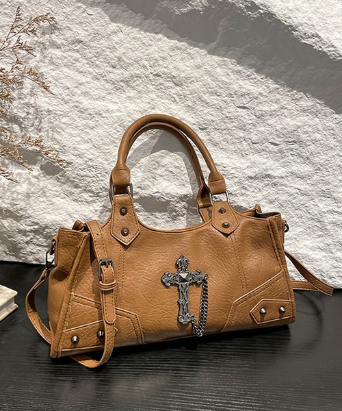 HALEY PESCA(ヘーリーペスカ)の「HALEY PESCA/クロスモチーフ 2WAY ハンドバッグ(ハンドバッグ・レディース・ブラウン/ブラック/ブルー/ホワイト/レッド・FREE)」の4枚目の写真