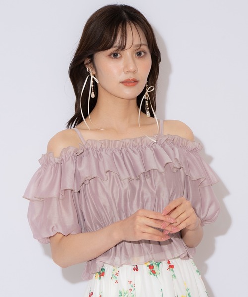 WILLSELECTION(ウィルセレクション)の「シャーリングオフショルブラウス(シャツ/ブラウス・レディース・ピンク/ライトグレー/ライトベージュ/オフホワイト・FREE)」の4枚目の写真