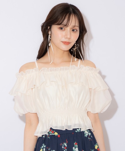 WILLSELECTION(ウィルセレクション)の「シャーリングオフショルブラウス(シャツ/ブラウス・レディース・ピンク/ライトグレー/ライトベージュ/オフホワイト・FREE)」の1枚目の写真