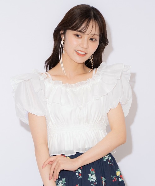 WILLSELECTION(ウィルセレクション)の「シャーリングオフショルブラウス(シャツ/ブラウス・レディース・ピンク/ライトグレー/ライトベージュ/オフホワイト・FREE)」の8枚目の写真