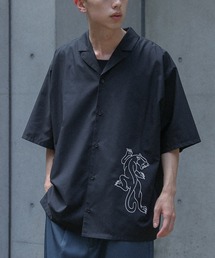 パンサー柄オープンカラー刺繍シャツ