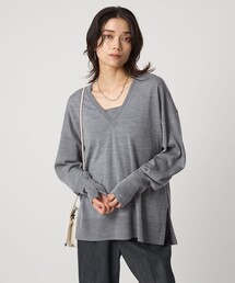 綺麗　グリーンレーベルリラクシング　自宅洗濯可能　ゆったりVネックニット green label relaxing｜グリーンレーベル リラクシングのニット