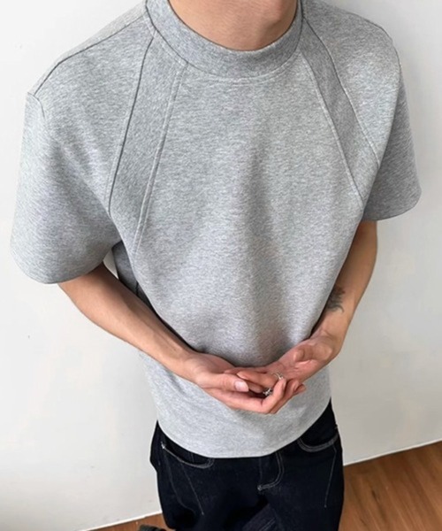 セール】【NOWLE】ラグラン スリーブ 切り替えリブ 半袖 Tシャツ
