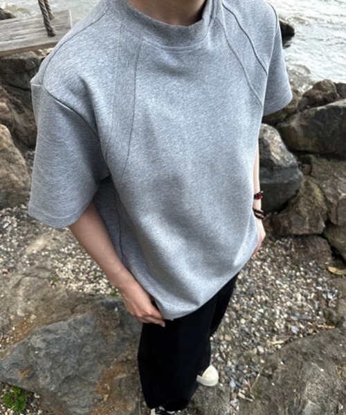 セール】【NOWLE】ラグラン スリーブ 切り替えリブ 半袖 Tシャツ