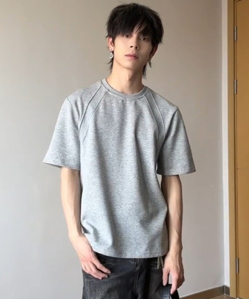 セール】【NOWLE】ラグラン スリーブ 切り替えリブ 半袖 Tシャツ