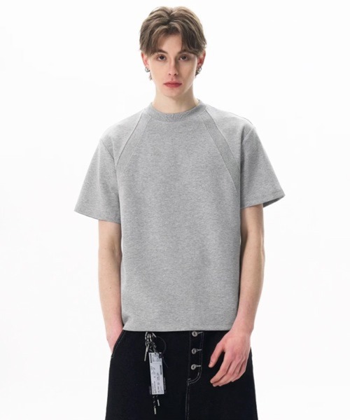 セール】【NOWLE】ラグラン スリーブ 切り替えリブ 半袖 Tシャツ