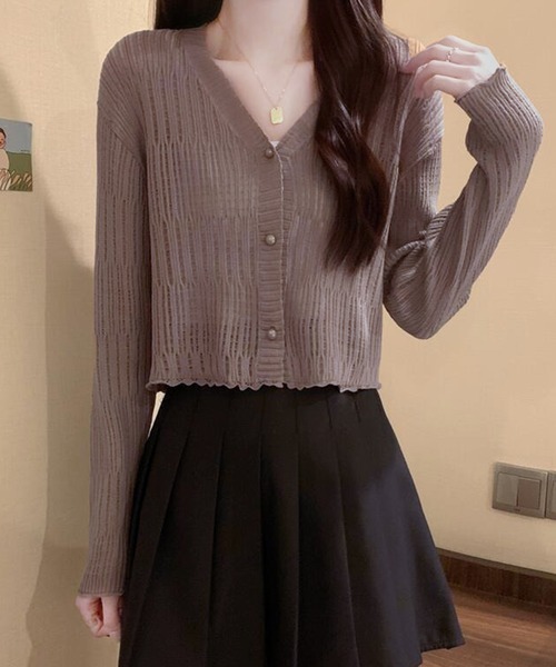 WESTSEA(ウエストシー)の「透かし編み カーディガン ショート丈 長袖(カーディガン/ボレロ・レディース・ミント/ブラウン/ホワイト/ブラック・FREE)」の17枚目の写真