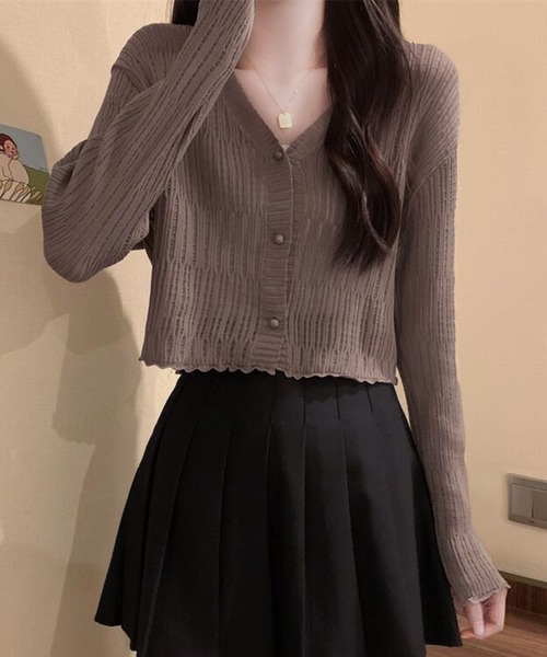 WESTSEA(ウエストシー)の「透かし編み カーディガン ショート丈 長袖(カーディガン/ボレロ・レディース・ミント/ブラウン/ホワイト/ブラック・FREE)」の18枚目の写真