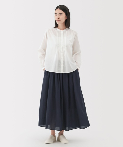 無印良品（ムジルシリョウヒン）の「婦人　綿ボイル　ギャザースカート（スカート・レディース・ライトグレー系/ダークネイビー/ブルー系・XL/L/M/S）」の9枚目の写真