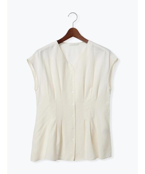 Te chichi TERRASSE（テチチテラス）の「ウエストタックVネックブラウス（シャツ/ブラウス・レディース・モカ/オフホワイト/ブルー・F）」の2枚目の写真