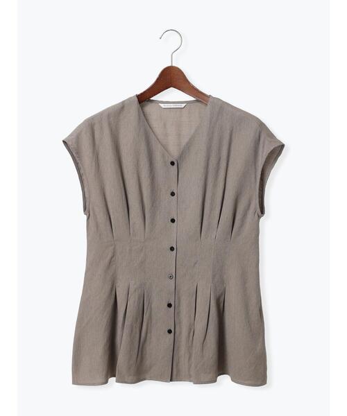 Te chichi TERRASSE（テチチテラス）の「ウエストタックVネックブラウス（シャツ/ブラウス・レディース・モカ/オフホワイト/ブルー・F）」の10枚目の写真