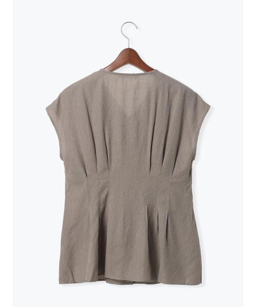 Te chichi TERRASSE（テチチテラス）の「ウエストタックVネックブラウス（シャツ/ブラウス・レディース・モカ/オフホワイト/ブルー・F）」の9枚目の写真