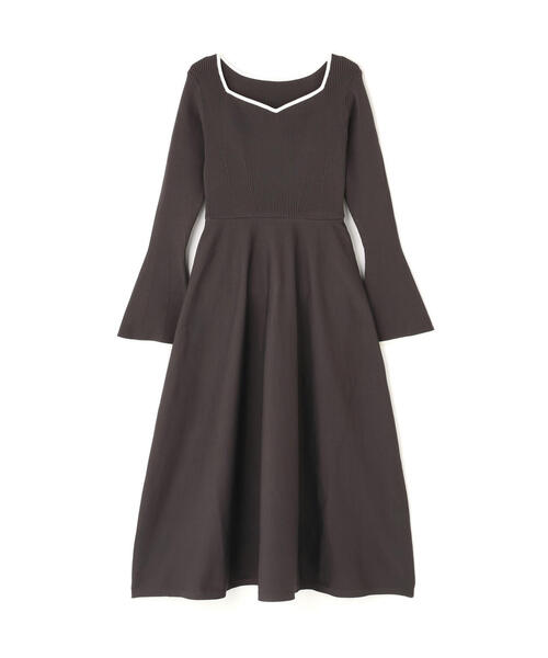 NATURAL BEAUTY BASIC（ナチュラルビューティーベーシック）の「◇バイカラーハートネックニットワンピース（ワンピース・レディース・ベージュ系その他/ブラック系その他/グレー系その他・MEDIUM/P/S）」の14枚目の写真