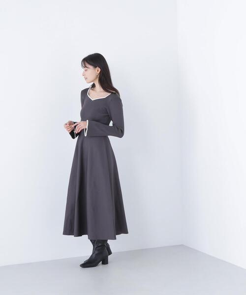 NATURAL BEAUTY BASIC（ナチュラルビューティーベーシック）の「◇バイカラーハートネックニットワンピース（ワンピース・レディース・ベージュ系その他/ブラック系その他/グレー系その他・MEDIUM/P/S）」の17枚目の写真