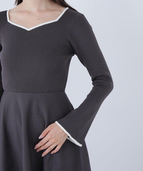 セール】◇バイカラーハートネックニットワンピース（ワンピース