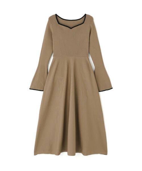 ◇バイカラーハートネックニットワンピース（ワンピース）｜NATURAL