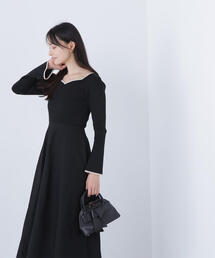 NATURAL BEAUTY BASIC(ナチュラルビューティーベーシック)の◇バイカラーハートネックニットワンピース(ワンピース)