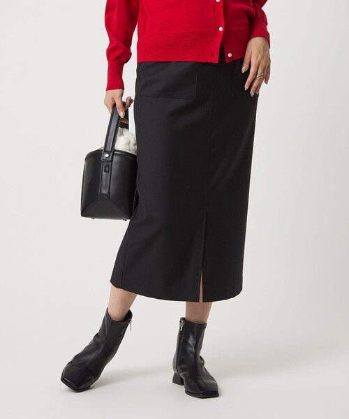 green label relaxing（グリーンレーベルリラクシング）の「［size SHORT/TALLあり］キチントボトムス サキソニー Iライン スリム スカート（スカート・レディース・ブラック/その他1/ベージュ/オフホワイト・TALL/40/38/36/SHORT）」の3枚目の写真