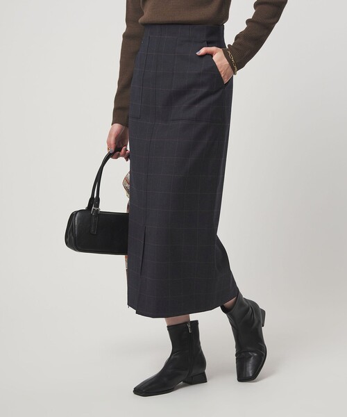 green label relaxing（グリーンレーベルリラクシング）の「［size SHORT/TALLあり］キチントボトムス サキソニー Iライン スリム スカート（スカート・レディース・ブラック/その他1/ベージュ/オフホワイト・TALL/40/38/36/SHORT）」の9枚目の写真