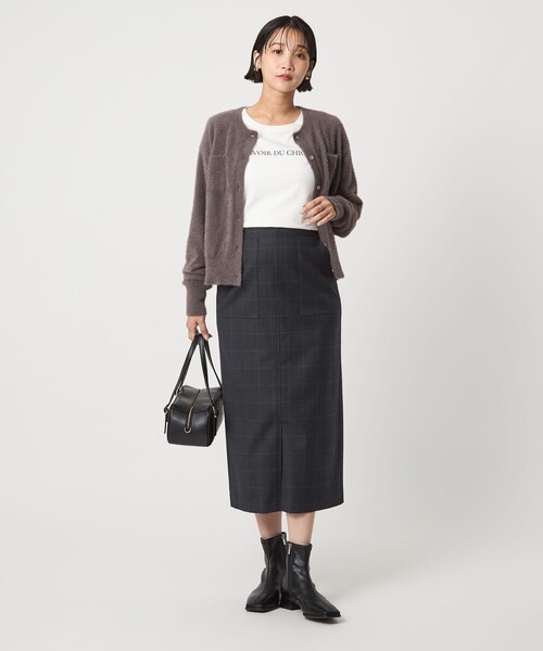 green label relaxing（グリーンレーベルリラクシング）の「［size SHORT/TALLあり］キチントボトムス サキソニー Iライン スリム スカート（スカート・レディース・ブラック/その他1/ベージュ/オフホワイト・TALL/40/38/36/SHORT）」の14枚目の写真