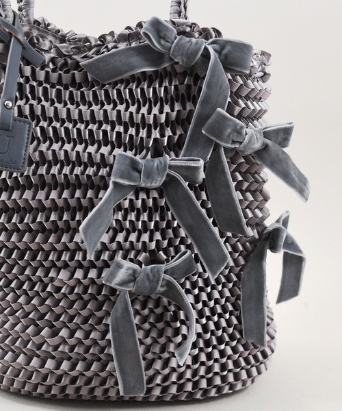 U(ユー)の「Ruban ルバン トートバッグ 飛ばしリボン付き(トートバッグ・レディース・ブラック/グレー・FREE)」の10枚目の写真