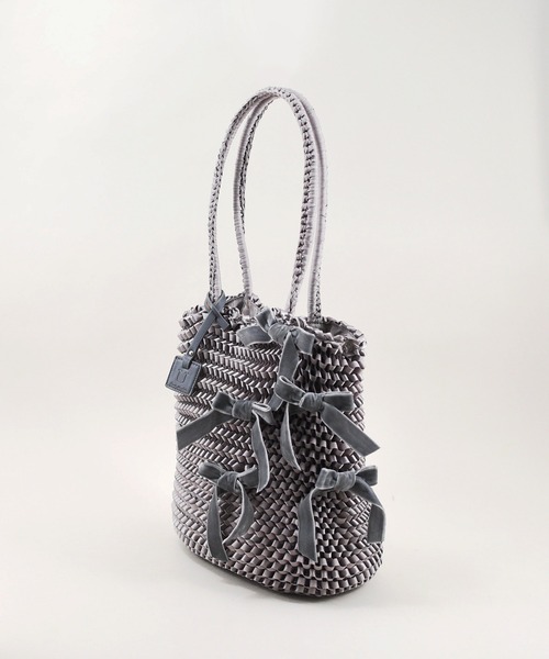 U(ユー)の「Ruban ルバン トートバッグ 飛ばしリボン付き(トートバッグ・レディース・ブラック/グレー・FREE)」の6枚目の写真